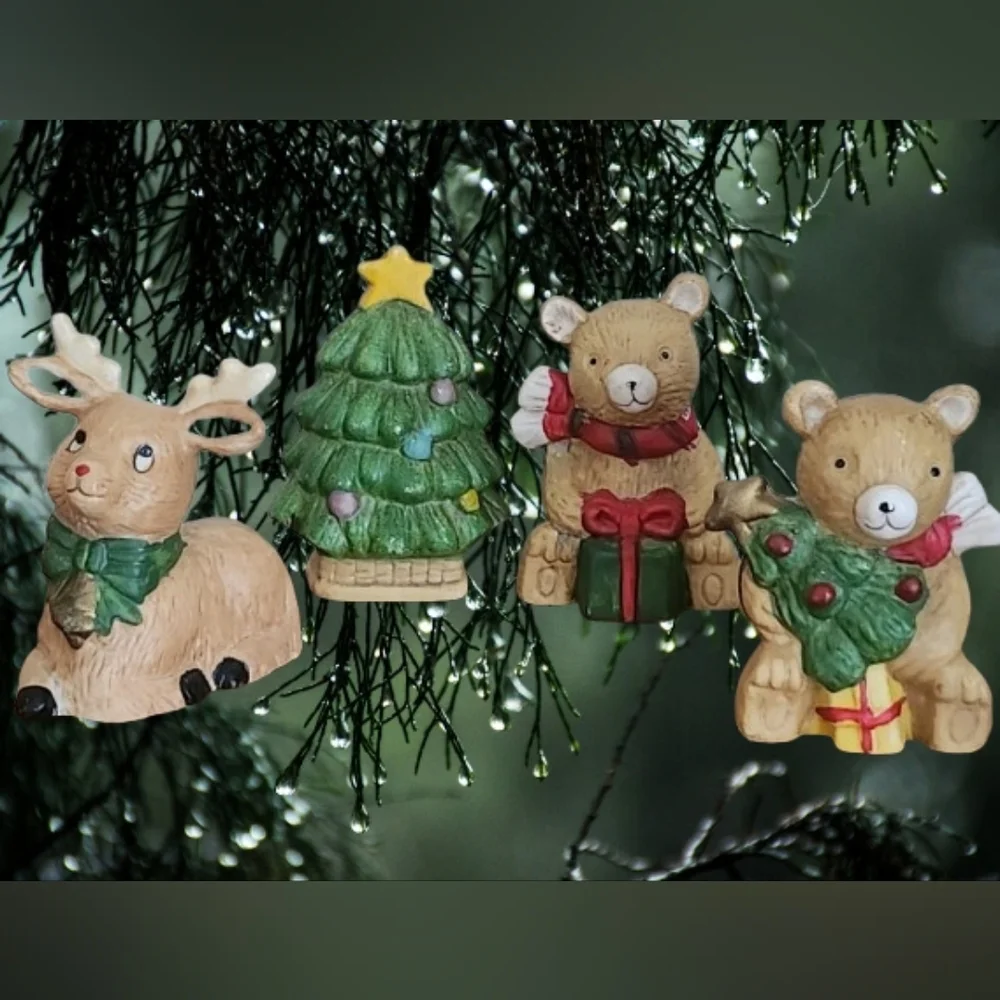 Christmas Figurine Set with Reindeer and Bears
